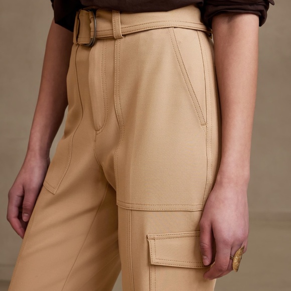 SLIM REFINED STRETCH CARGO PANT in Latte Cream Beige - Picture 4 of 4